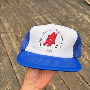 Vintage 1986 Hostess Hockey Tournament trucker hat mesh foam